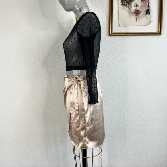 Dolls Kill Lace Sheer Mesh Polka Dot Cropped Top - Picture 2 of 4